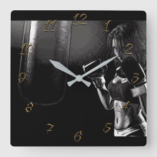 Boxsport Quadratische Wanduhr