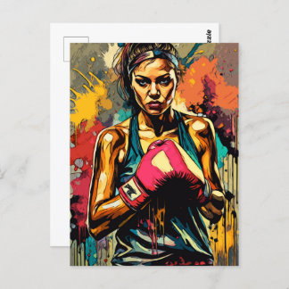 Boxweibchen Portrait "Modern Fighter Martial Arts" Postkarte