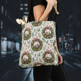 Boxwood Easter Wreath Pink Bow with Egg Tasche