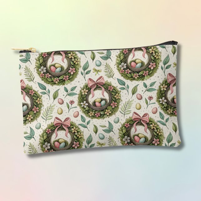 Boxwood Easter Wreath Pink Bow with Egg Zubehörtasche (Von Creator hochgeladen)