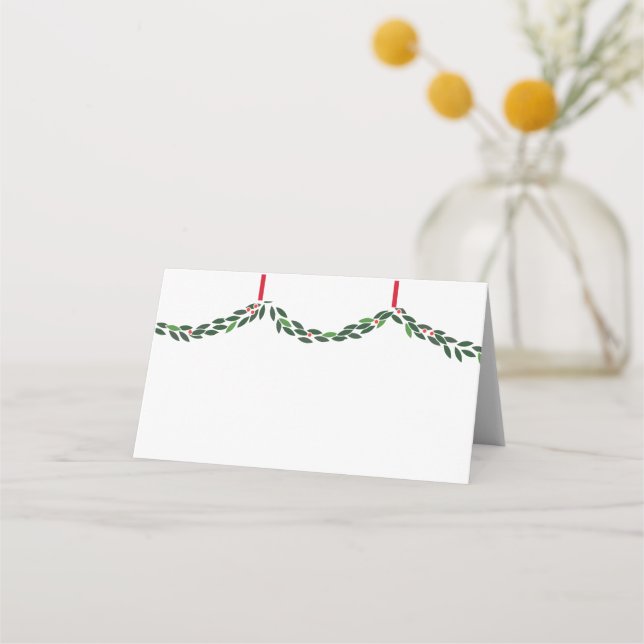 Boxwood Garland Weihnachts-Platzkarte Platzkarte (Vorderseite)