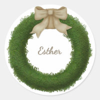 Boxwood-Kranz mit Bow-Individuelle Name oder Gruß