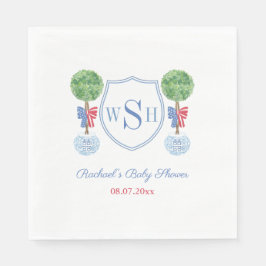 Boxwood Monogram Babydusche Party Serviette