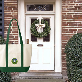 Boxwood Wreath Blue Bow Contrast Trim Boat Tragetasche