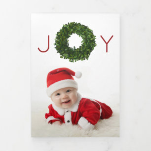 Boxwood Wreath Christmas Holiday Trifold Card Dreifach Gefaltete Karte