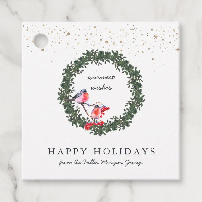 Boxwood Wreath Holiday Personalisiert Geschenkanhänger (Vorderseite)