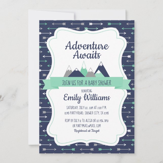 Boy Adventure attend une invitation baby shower (Devant)
