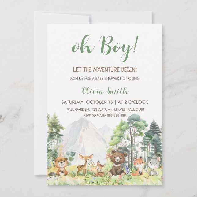 Boy Adventure Baby Shower Einladung (Vorderseite)