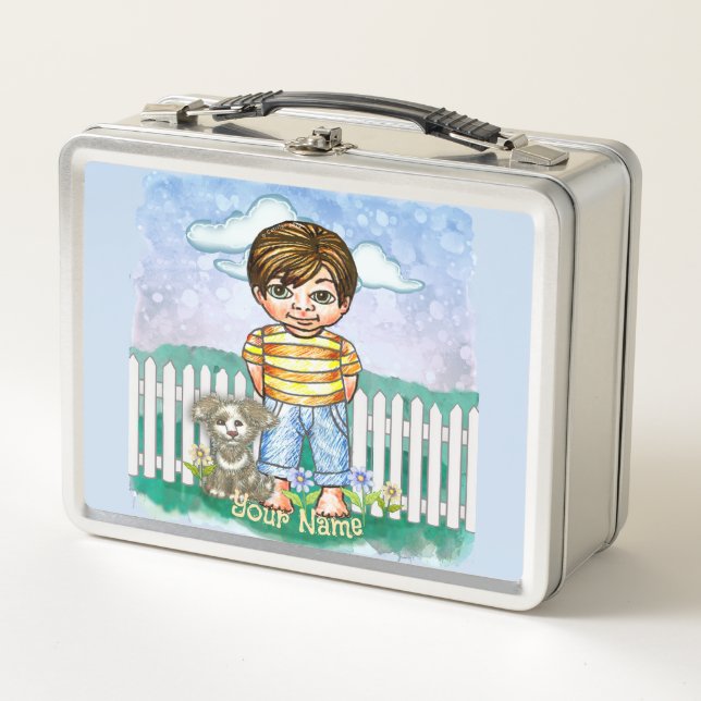 Boy and Dog  Metall Brotdose (Vorderseite)