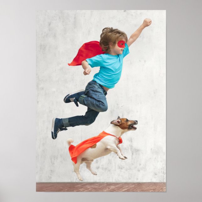 Boy and Dog Superheroes Poster (Vorne)