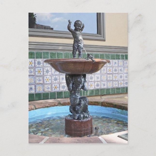 Boy and Frog Fountain von Raffaello Romanelli Postkarte (Vorderseite)