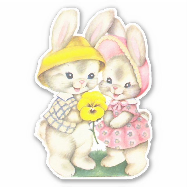 Boy and Girl Bunnies Sticker (Vorderseite)