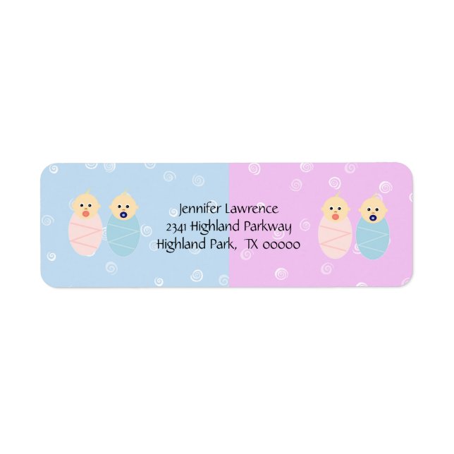 Boy and Girl Twins Address Labels (Vorne)