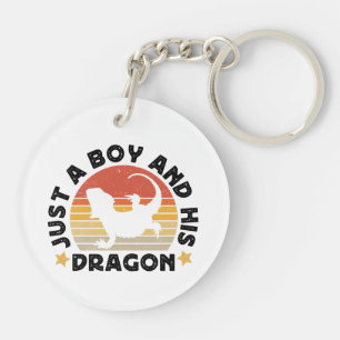 Boy and Pet Beared Dragon Lizard Drôle Dire