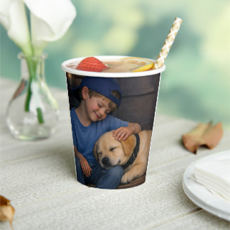 Boy and Sleeping Dog –  Paper Cup (8 oz.) Pappbecher