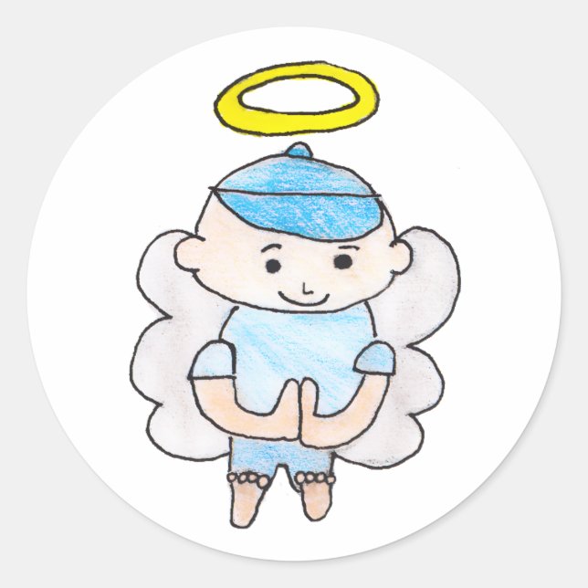 Boy Angel Runder Aufkleber (Vorderseite)