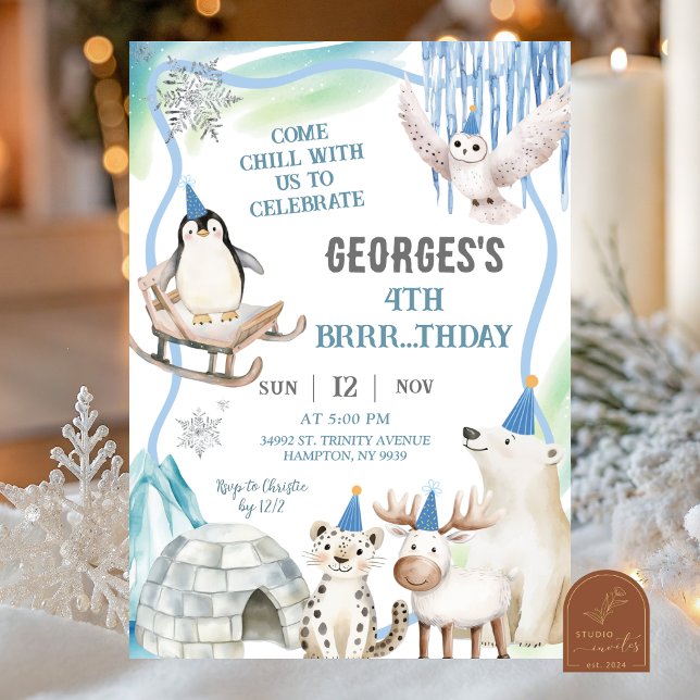 Boy Arctic Animals Birthday Party Invitation (Créateur téléchargé)