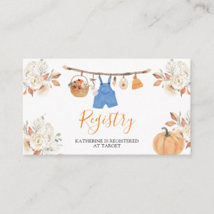 Boy Autumn Clothes Pumpkin Baby Showregistrierung Begleitkarte