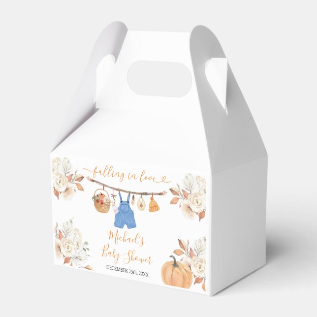 Boy Autumn Clothes Pumpkin Fall Baby Showdusche Geschenkschachtel (Vorderseite)