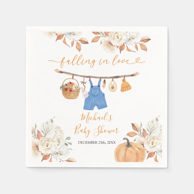 Boy Autumn Clothes Pumpkin Fall Baby Showdusche Serviette (Vorderseite)