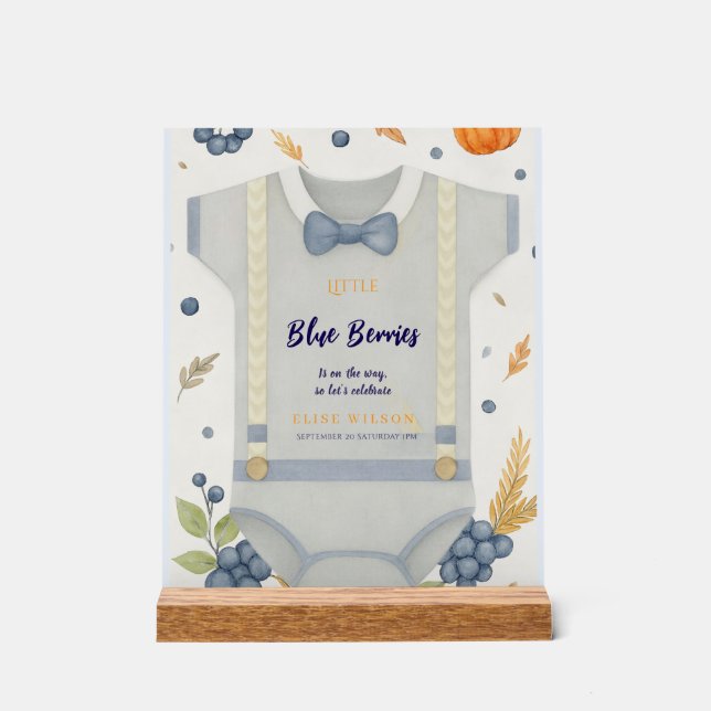 Boy Baby Dusche Herbstkrampf Bodysuit invita Acrylschild (Vorderseite)