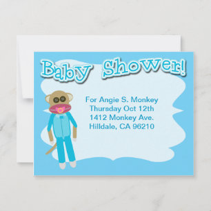 Boy Baby Dusche Niedliche Sockmonkey Art Einladung