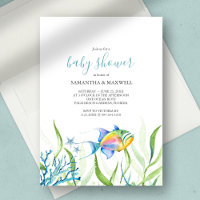 Boy Baby Dusche Tropical Watercolor