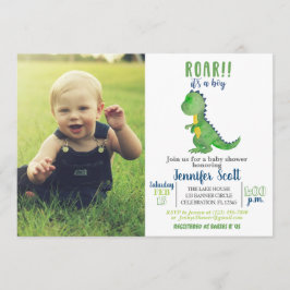 Boy Baby Dusche Wasserfarbe Dinosaurier Foto Einla Einladung