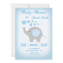 Boy Baby Duwer Blue Elephant Einladung