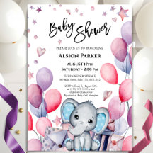 Boy Baby Elephant Blue Balloons Niedlich Baby Dusc