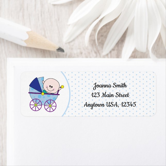 Boy Baby Neuborn Carriage Blue Polka Dot (Insitu)