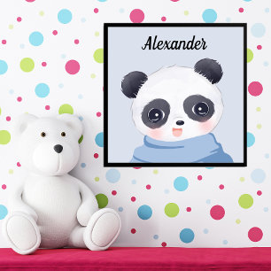 Boy Baby Panda Blue Fotodruck