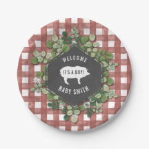 Boy Baby Q Botanical Gingham Baby Dusche