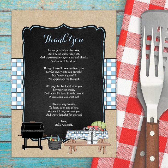 Boy Baby Q danke dir ein Gedicht / GRILLEN Babydus Einladung (Von Creator hochgeladen)