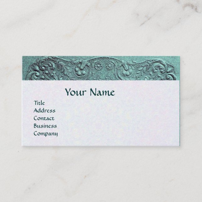 BOY BABY SHOWER ANTIQUE BLUE FLORAL MONOGRAM VISITENKARTE (Vorderseite)
