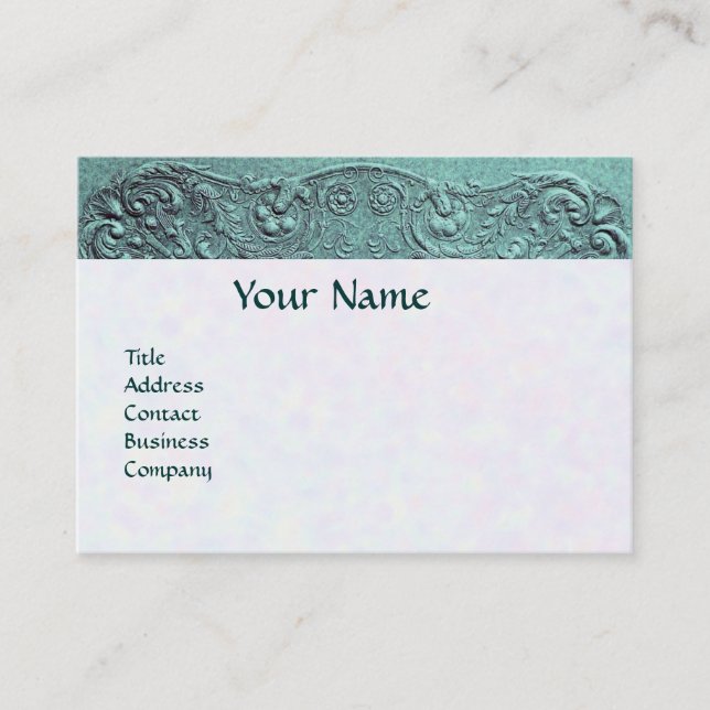 BOY BABY SHOWER ANTIQUE BLUE FLORAL MONOGRAM VISITENKARTE (Vorderseite)