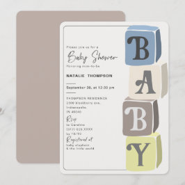 Boy Baby Shower Blocks Einladung