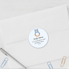 Boy Baby Shower Blue Bear Rücksendeadresse Runder Aufkleber