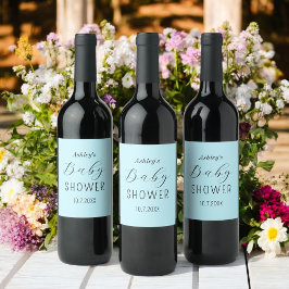 Boy Baby Shower Blue Black Weinetikett