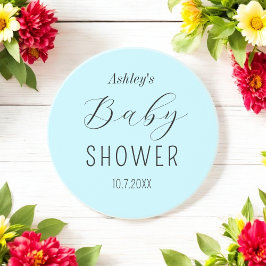 Boy Baby Shower Blue Calligraphy Getränkeuntersetzer