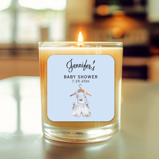 Boy Baby Shower Blue Overalls 3-in Candle Sticker (Von Creator hochgeladen)