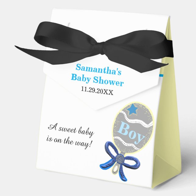 Boy Baby Shower Blue Rattle Geschenkschachtel (Vorderseite)