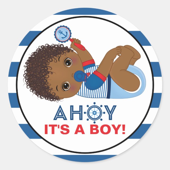 Boy Baby Shower Classic Round Sticker (Vorderseite)