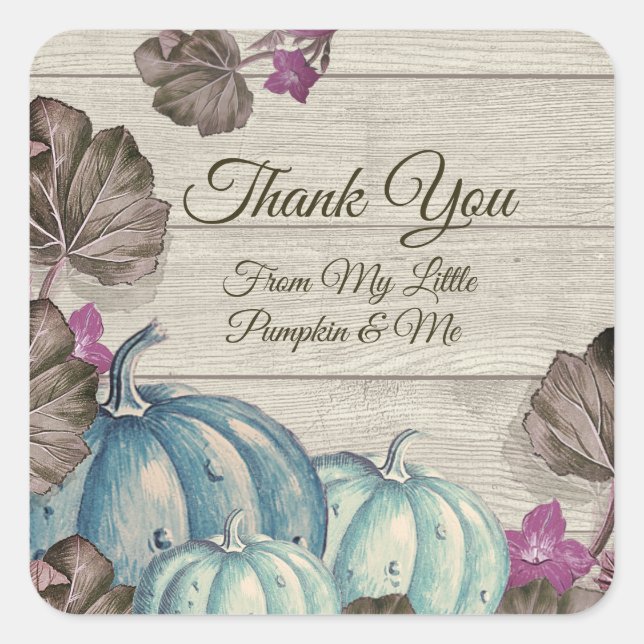 Boy Baby Shower Danke Blue Pumpkin Quadratischer Aufkleber (Vorderseite)