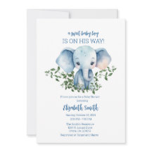 Boy Baby Shower Einladung Vorlage Elephant