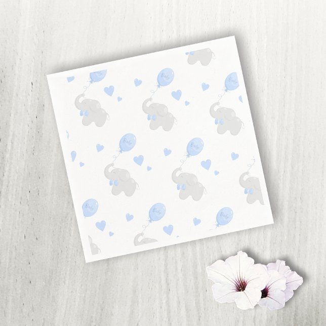 Boy Baby Shower Elephant Balloons Paper Napkin Serviette (Von Creator hochgeladen)