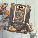 Boy Baby Shower Fall Pumpkin Rustic Burlap Wood Einladung<br><div class="desc">Rustic Fall Boy Baby Shower Invitation with Bow Tie Burlap Wood Chevron and Orange Pumpkin Illustrations</div>