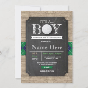 Boy Baby shower Golf Ball Sports Chalk Invitation