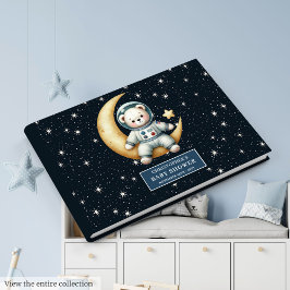Boy Baby Shower Guest Book Space Teddy Bear Gästebuch