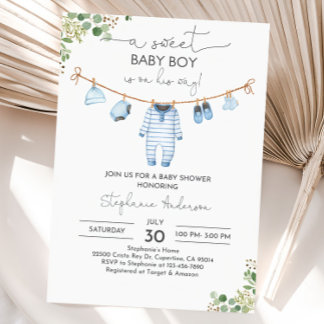 Boy Baby shower Invitation Bébé Vêtements Invitati